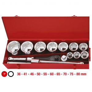 Set (14 delova) 1'' kratkih nasadnih šestougaonih ključeva sa račnom 1'' KS TOOLS 3002440108
