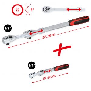 Set teleskopskih reverzibilnih račni sa prihvatima 1/4'' i 1/2'' KS TOOLS 9509141412